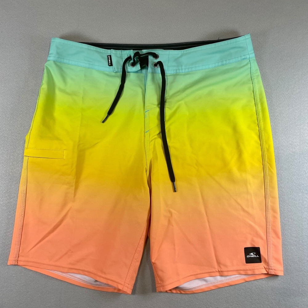 ONeill Hyperfreak Mens Board Shorts Size 30 Ombre Gradient Stretch Swim Trunks